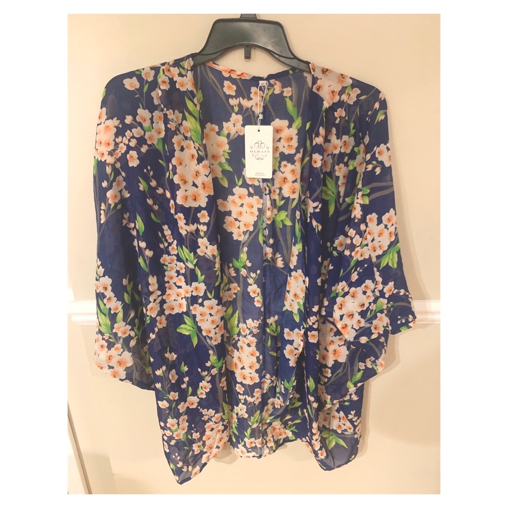 Blue floral kimono XL new with tags